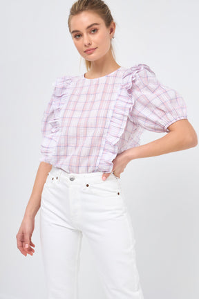 ENGLISH FACTORY - Plaid Top with Ruffles - TOPS available at Objectrare