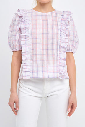ENGLISH FACTORY - Plaid Top with Ruffles - TOPS available at Objectrare