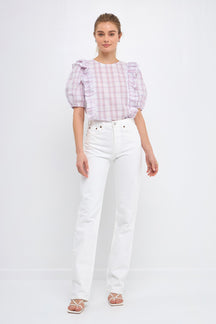 ENGLISH FACTORY - Plaid Top with Ruffles - TOPS available at Objectrare