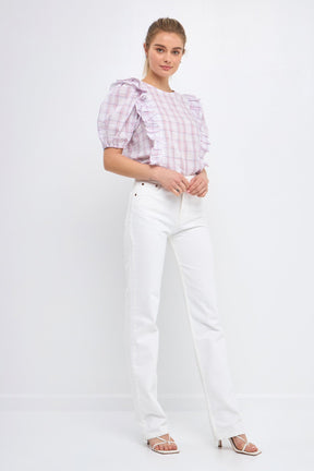 ENGLISH FACTORY - Plaid Top with Ruffles - TOPS available at Objectrare