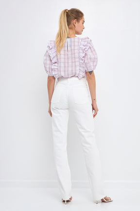 ENGLISH FACTORY - Plaid Top with Ruffles - TOPS available at Objectrare