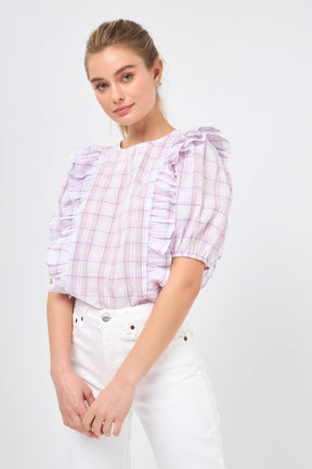 ENGLISH FACTORY - Plaid Top with Ruffles - TOPS available at Objectrare