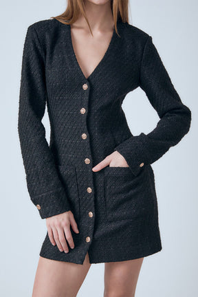 ENDLESS ROSE - Textured Button Down Dress - DRESSES available at Objectrare