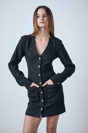 ENDLESS ROSE - Textured Button Down Dress - DRESSES available at Objectrare