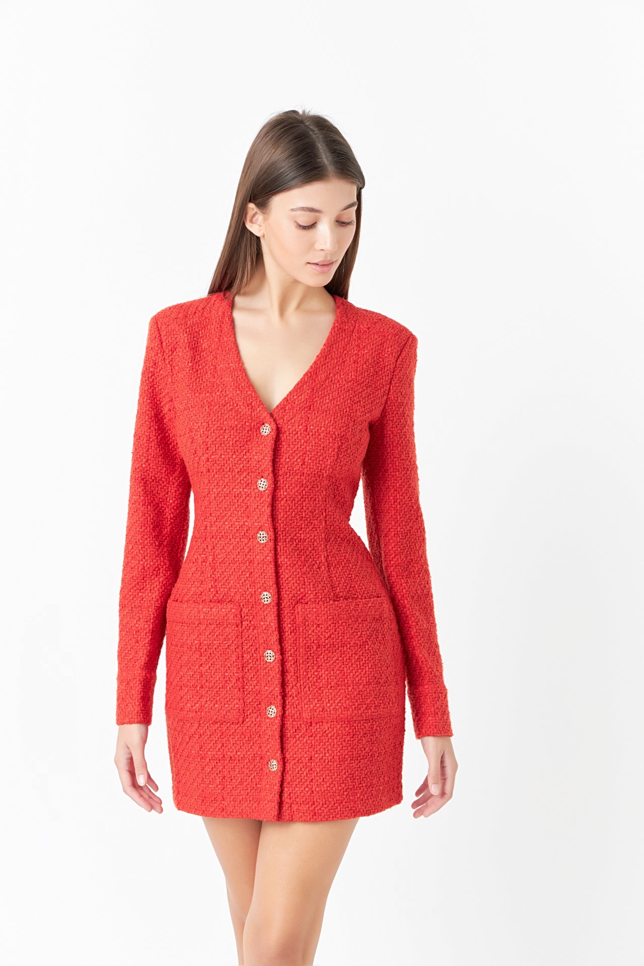 ENDLESS ROSE - Textured Button Down Dress - DRESSES available at Objectrare