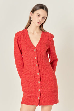 ENDLESS ROSE - Textured Button Down Dress - DRESSES available at Objectrare