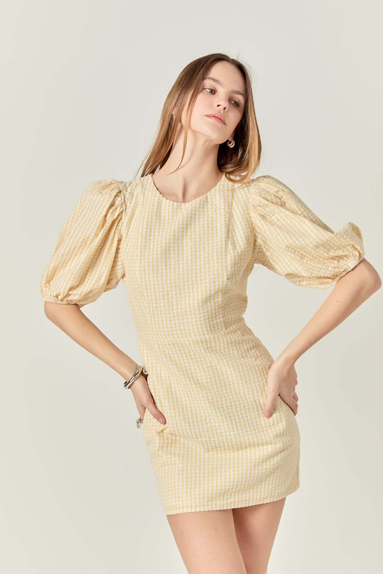 ENGLISH FACTORY - Metallic Plaid Mini Dress with Back Buttons - DRESSES available at Objectrare