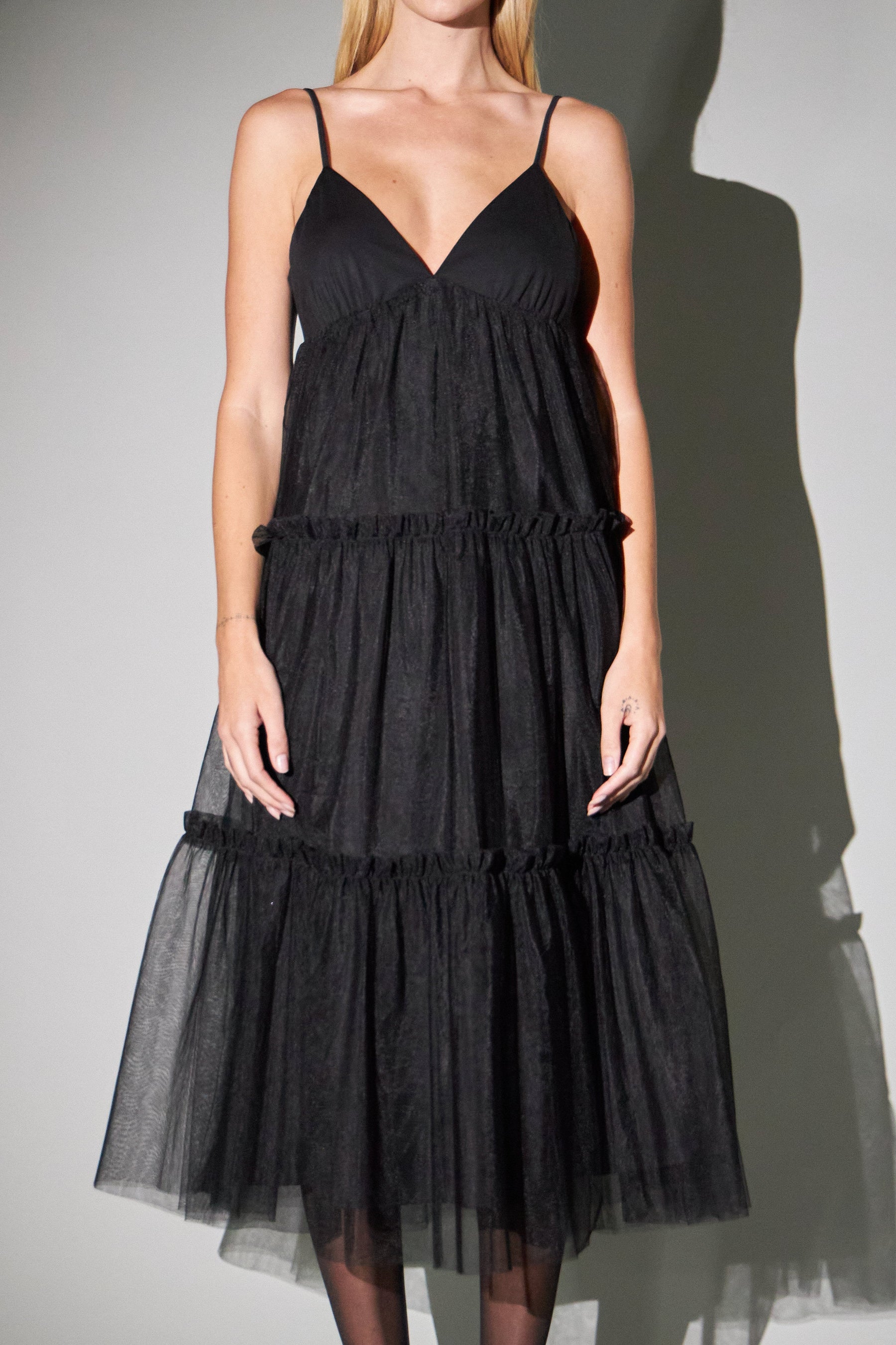 ENGLISH FACTORY - English Factory - Tulle Contrast Midi Dress - DRESSES available at Objectrare