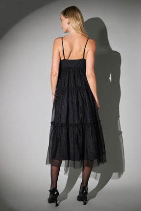 ENGLISH FACTORY - Tulle Contrast Midi Dress - DRESSES available at Objectrare