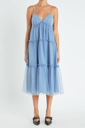 ENGLISH FACTORY - English Factory - Tulle Contrast Midi Dress - DRESSES available at Objectrare