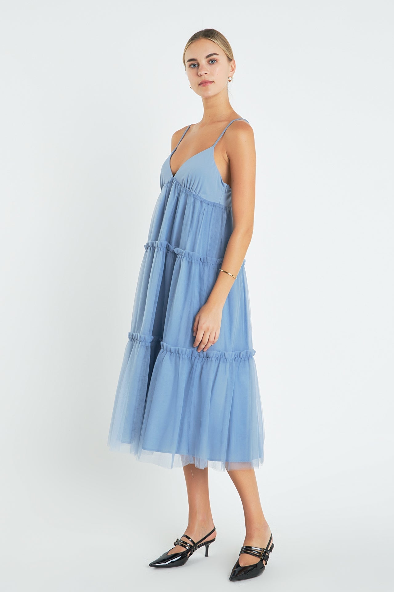 ENGLISH FACTORY - Tulle Contrast Midi Dress - DRESSES available at Objectrare