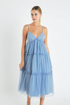 ENGLISH FACTORY - Tulle Contrast Midi Dress - DRESSES available at Objectrare