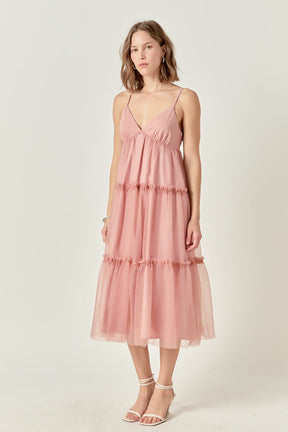 ENGLISH FACTORY - Tulle Contrast Midi Dress - DRESSES available at Objectrare
