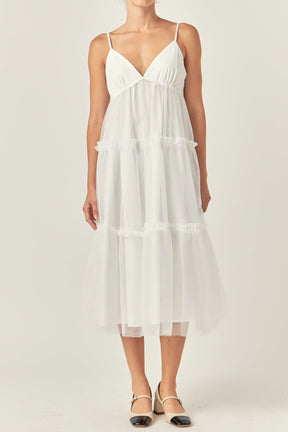 ENGLISH FACTORY - Tulle Contrast Midi Dress - DRESSES available at Objectrare