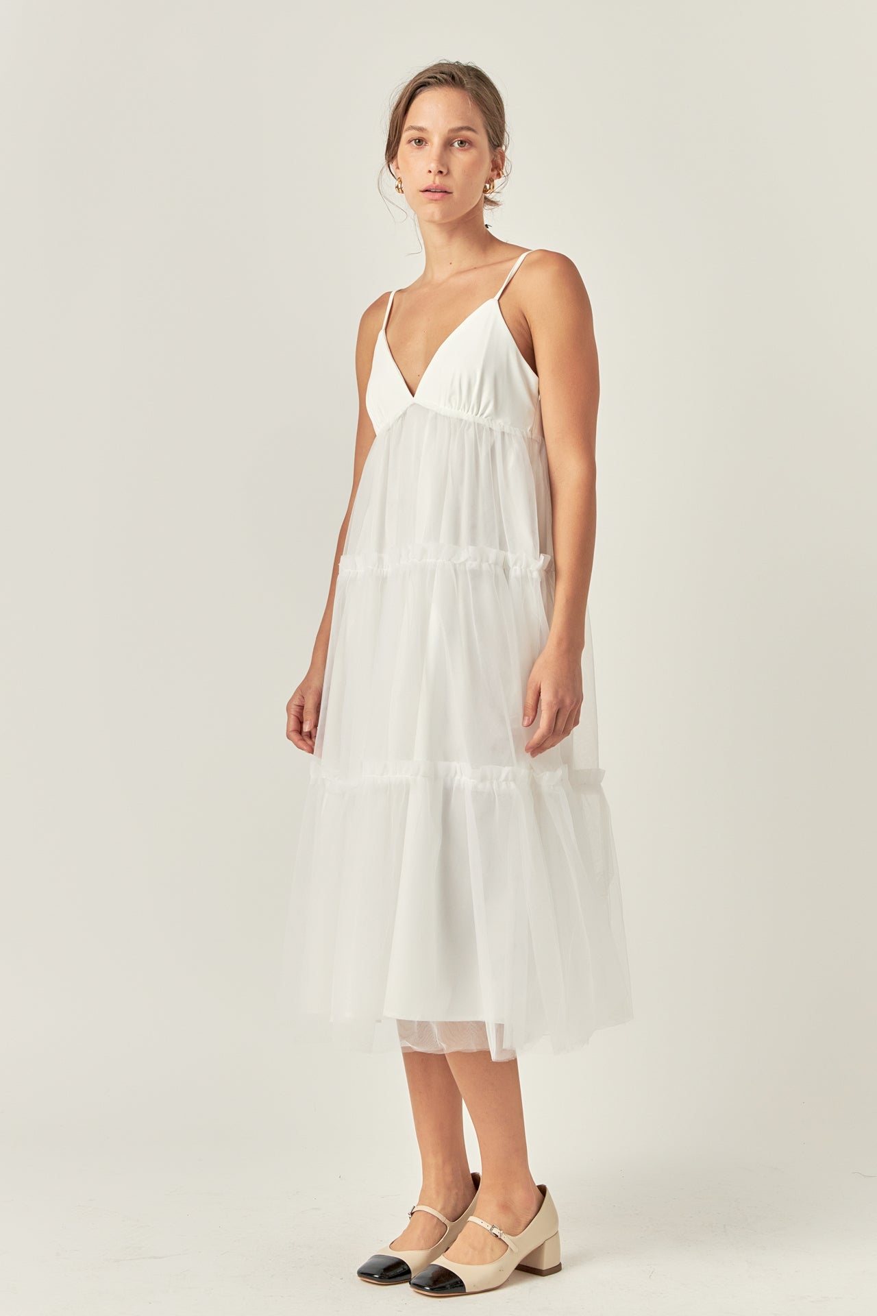 ENGLISH FACTORY - Tulle Contrast Midi Dress - DRESSES available at Objectrare