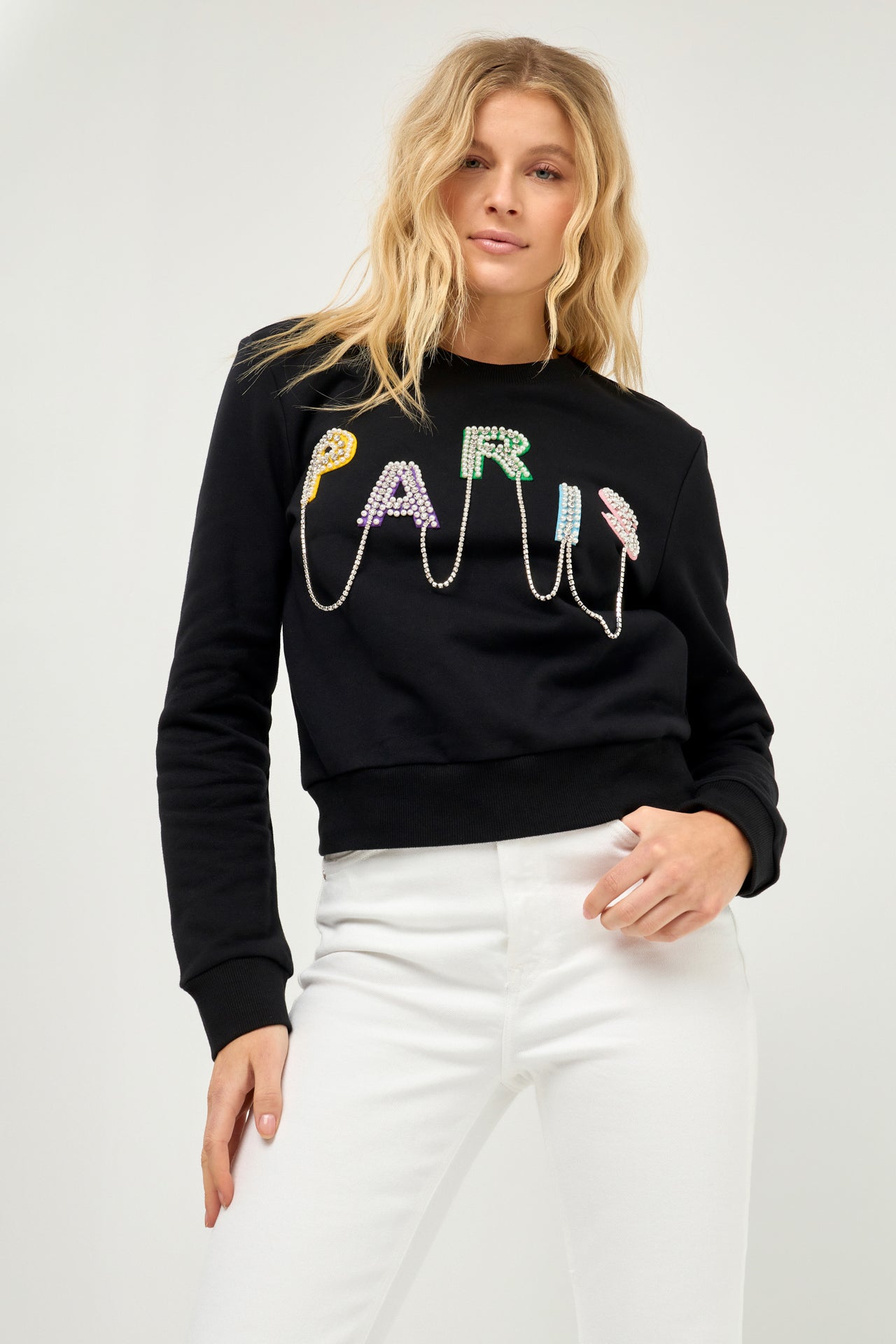 ENDLESS ROSE - Endless Rose - Paris Pearl Embelished Sweatshirts - TOPS available at Objectrare