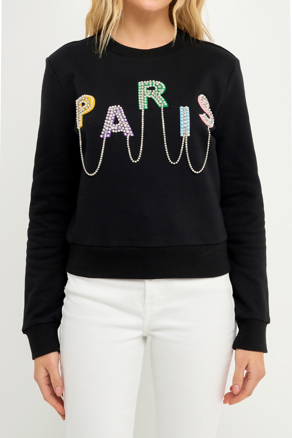 ENDLESS ROSE - Endless Rose - Paris Pearl Embelished Sweatshirts - TOPS available at Objectrare