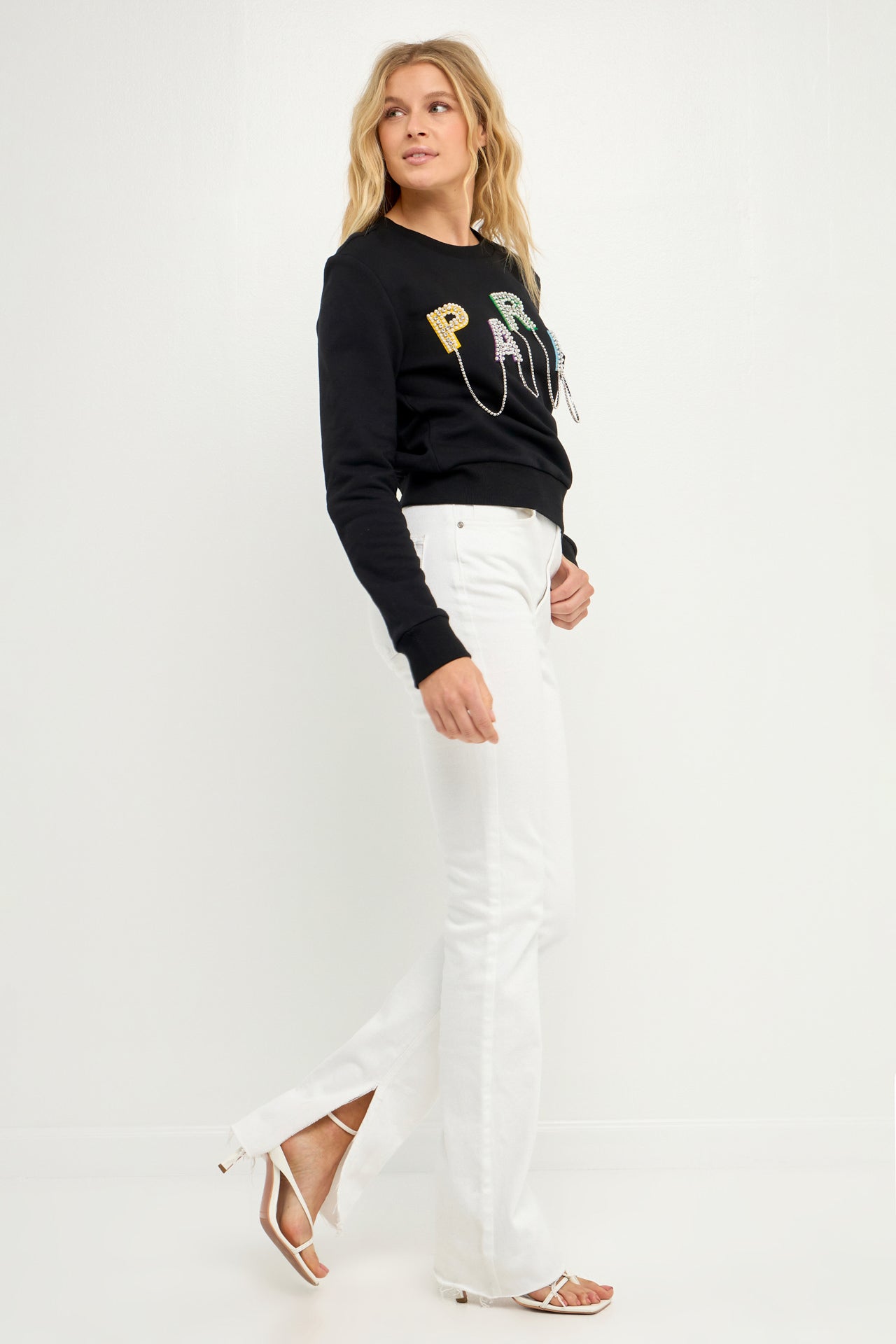 ENDLESS ROSE - Endless Rose - Paris Pearl Embelished Sweatshirts - TOPS available at Objectrare