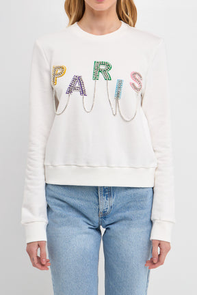 ENDLESS ROSE - Endless Rose - Paris Pearl Embelished Sweatshirts - TOPS available at Objectrare