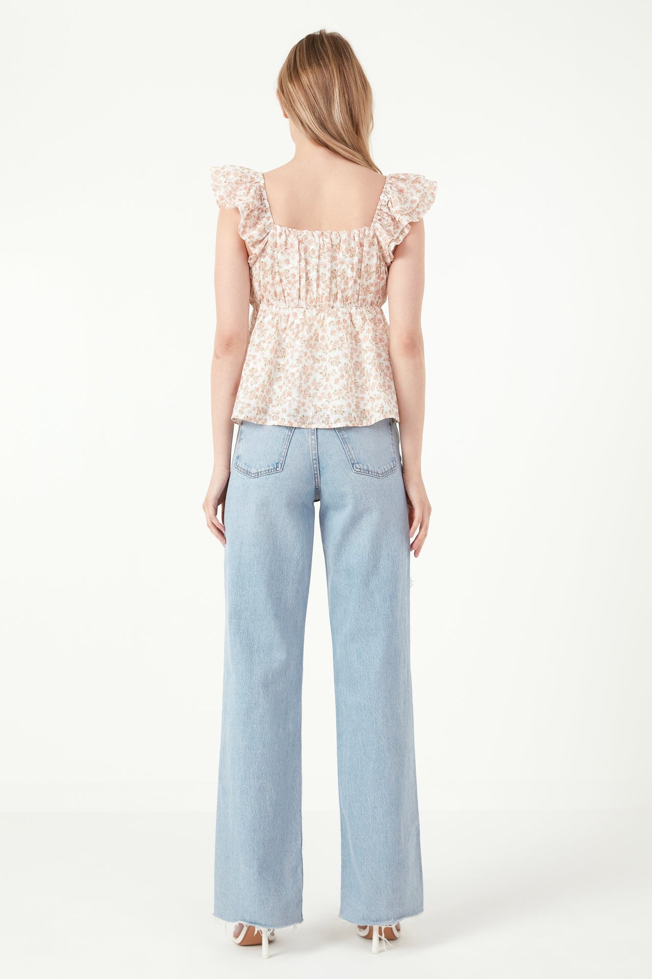 FREE THE ROSES - Free The Roses - Floral Top With Ruffle Detail - TOPS available at Objectrare