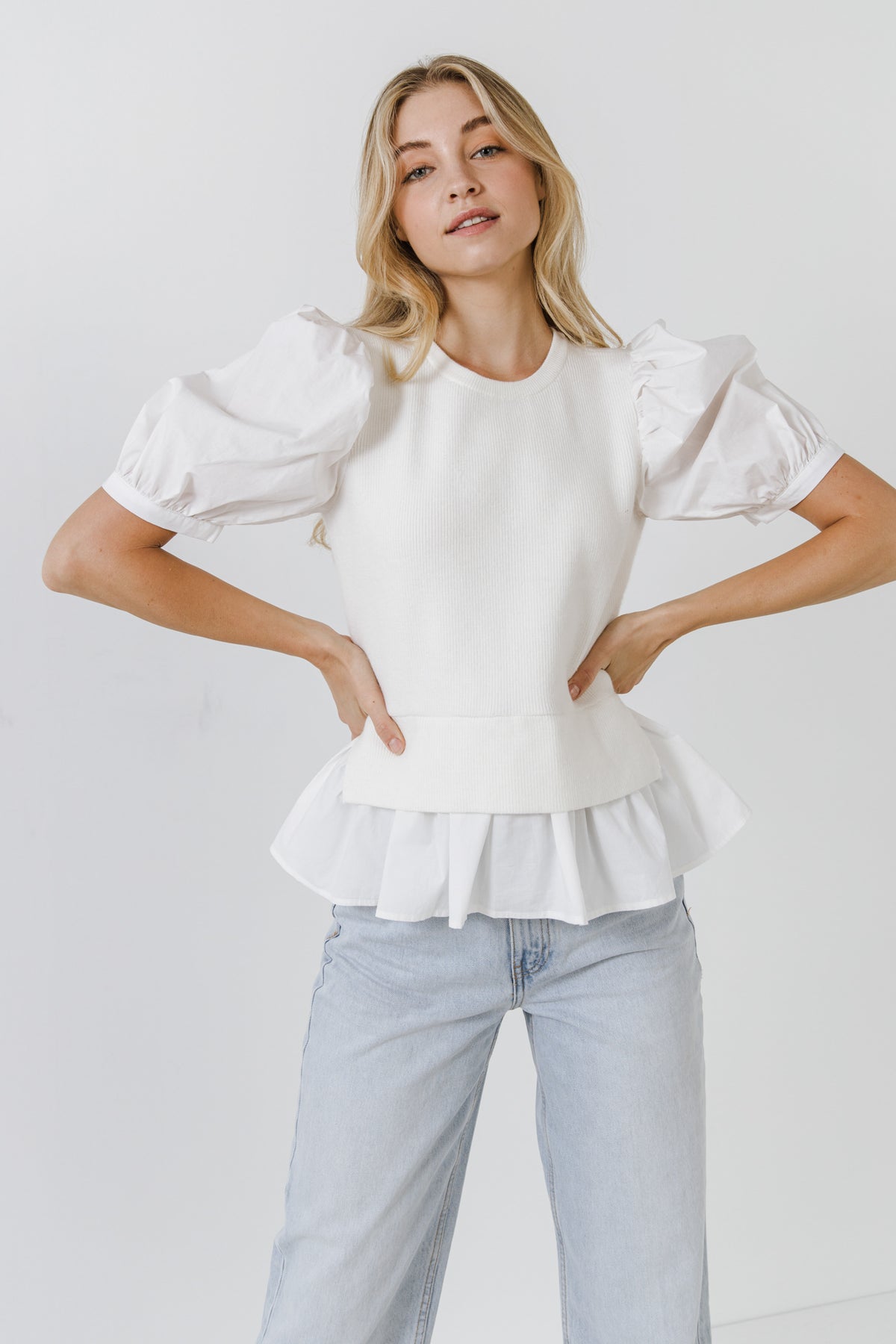 ENGLISH FACTORY - Mix Media Top - SWEATERS & KNITS available at Objectrare