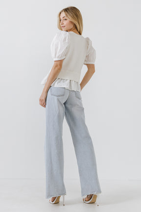 ENGLISH FACTORY - Mix Media Top - SWEATERS & KNITS available at Objectrare