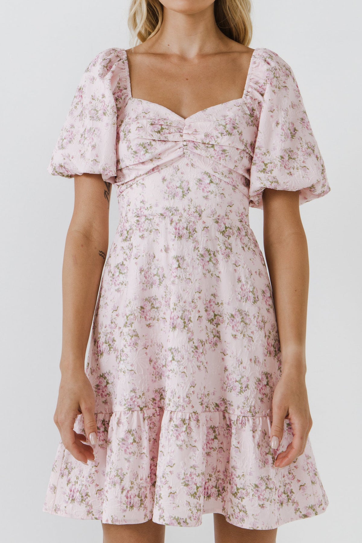 ENGLISH FACTORY - Textured Floral Mini Dress - DRESSES available at Objectrare