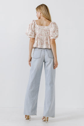 ENGLISH FACTORY - Textured Floral Top - TOPS available at Objectrare