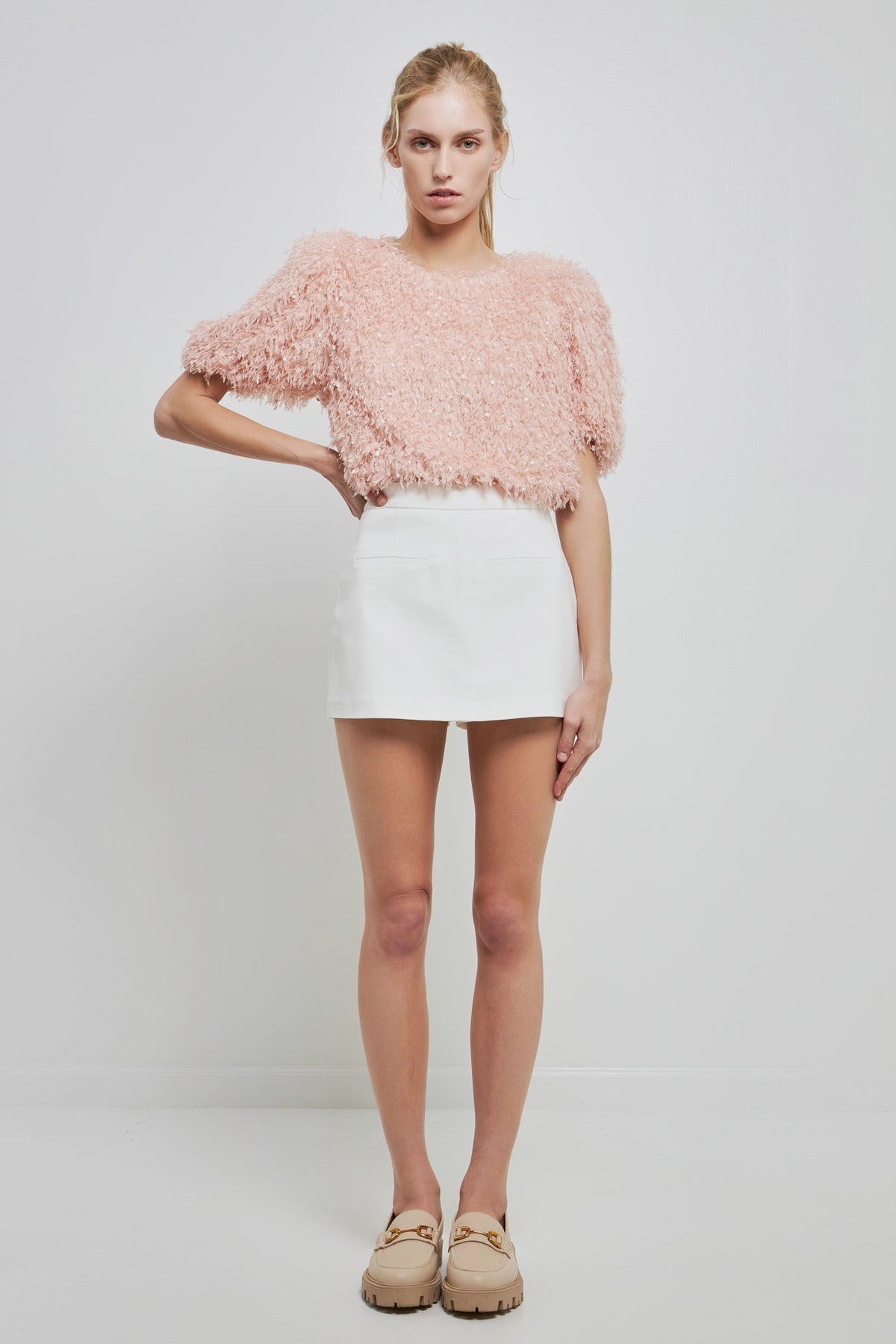 ENGLISH FACTORY - Fuzzy Feather Top - TOPS available at Objectrare