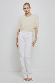 ENGLISH FACTORY - Fuzzy Feather Top - TOPS available at Objectrare
