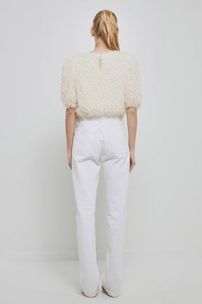 ENGLISH FACTORY - Fuzzy Feather Top - TOPS available at Objectrare