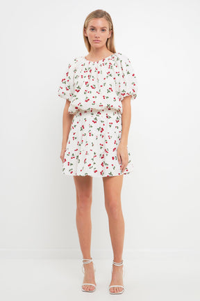 ENGLISH FACTORY - Cherry Print Voluminous Top - TOPS available at Objectrare