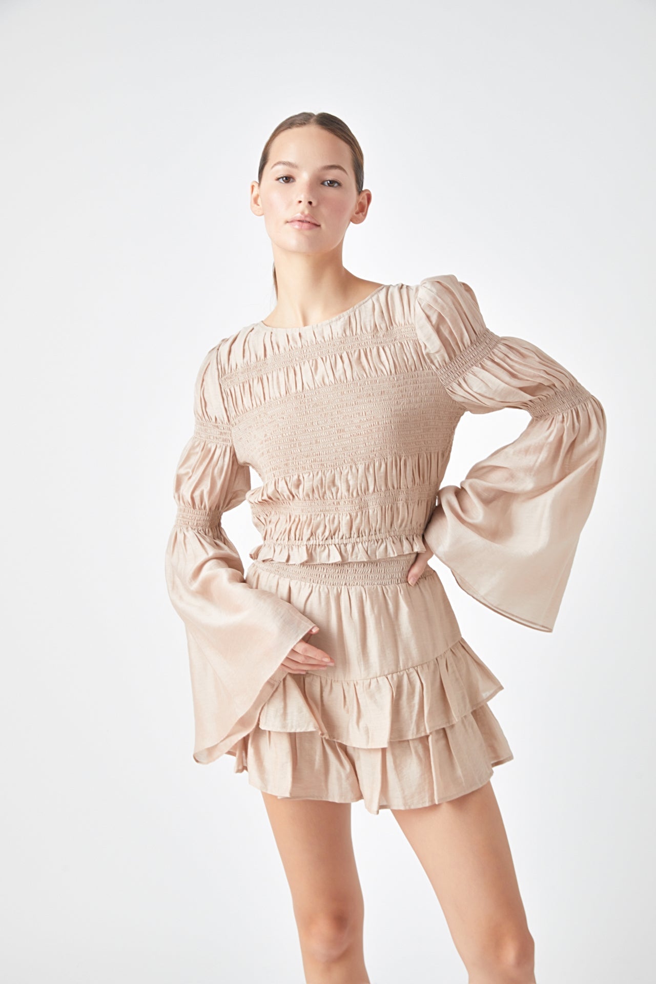 ENDLESS ROSE - Endless Rose - Smocked Top with Bell Sleeves - TOPS available at Objectrare