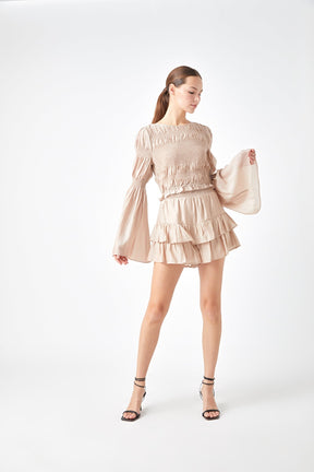ENDLESS ROSE - Smocked Waist Skort with Ruffle - SKORTS available at Objectrare