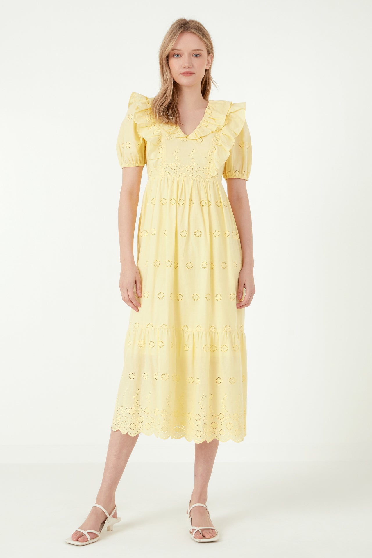 FREE THE ROSES - Eyelet Embroidered Midi Dress - DRESSES available at Objectrare