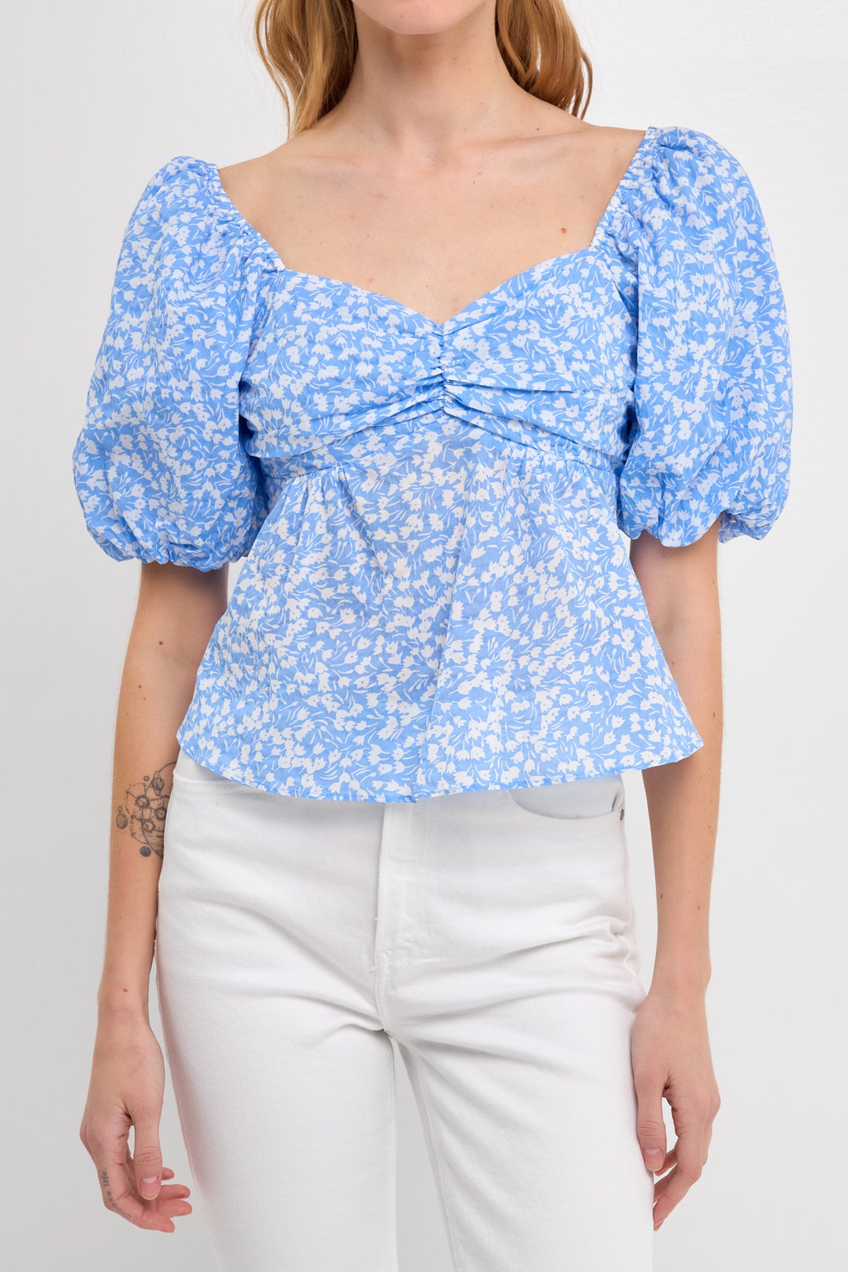 Floral Print Top with Tied Back Detail