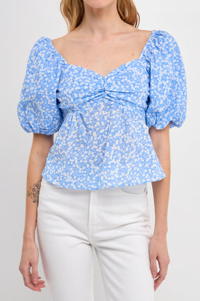 Floral Print Top with Tied Back Detail