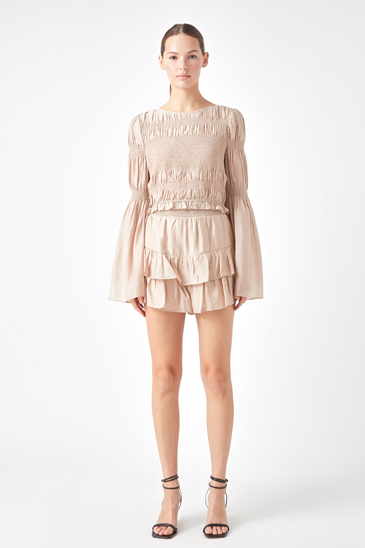 ENDLESS ROSE - Smocked Waist Skort with Ruffle - SKORTS available at Objectrare