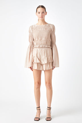 ENDLESS ROSE - Endless Rose - Smocked Waist Skort with Ruffle - SKORTS available at Objectrare