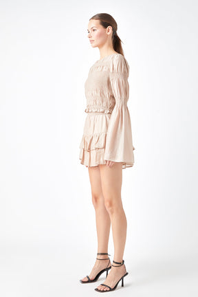 Smocked Waist Skort with Ruffle