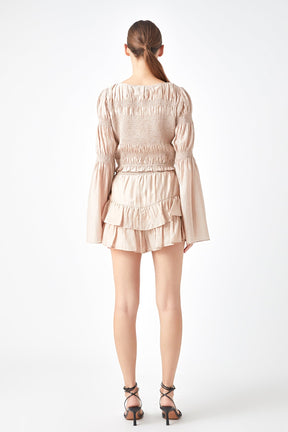 ENDLESS ROSE - Endless Rose - Smocked Waist Skort with Ruffle - SKORTS available at Objectrare