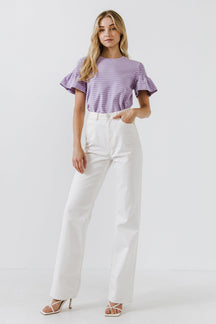ENGLISH FACTORY - Smocked Stripe Top - TOPS available at Objectrare
