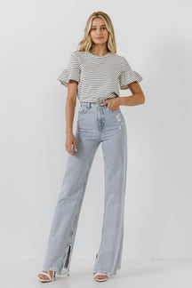 ENGLISH FACTORY - Smocked Stripe Top - TOPS available at Objectrare