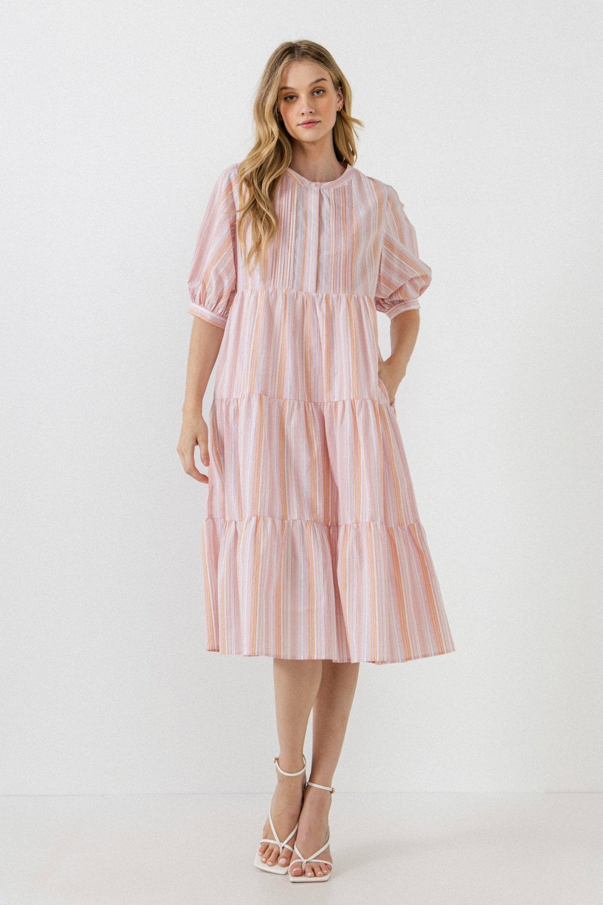 ENGLISH FACTORY - Striped Midi Dress in Orange - DRESSES available at Objectrare