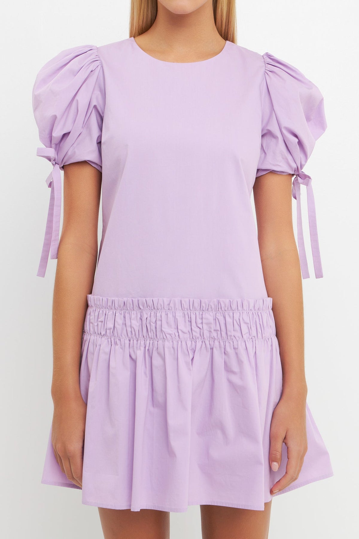 Poplin Ruffle Dress with Tied Detail