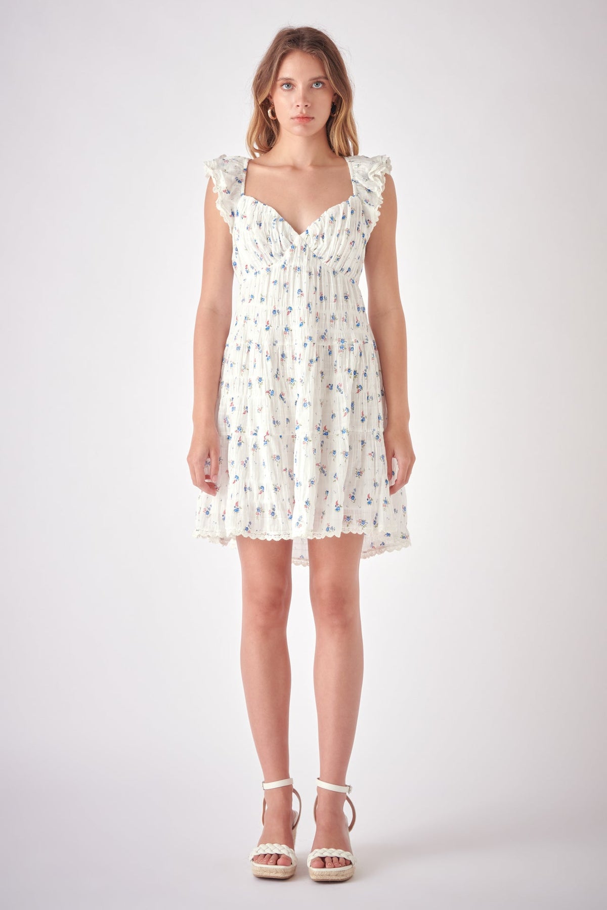 FREE THE ROSES - Floral Mini Dress with Back Tie Detail - DRESSES available at Objectrare