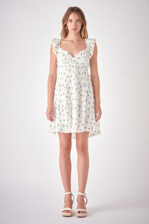 FREE THE ROSES - Floral Mini Dress with Back Tie Detail - DRESSES available at Objectrare
