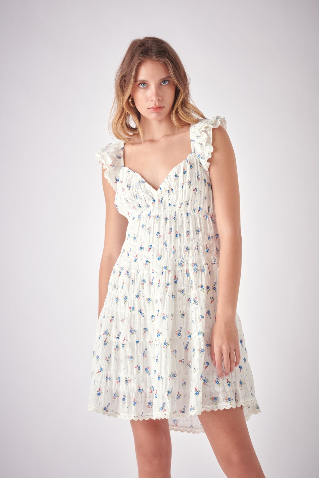 FREE THE ROSES - Floral Mini Dress with Back Tie Detail - DRESSES available at Objectrare