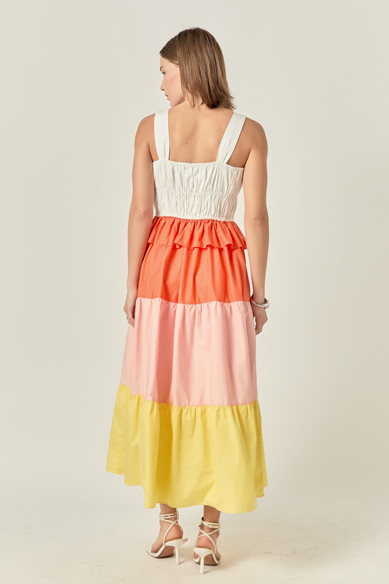 ENGLISH FACTORY - Color Block Tied Detail Shirring Dress - DRESSES available at Objectrare