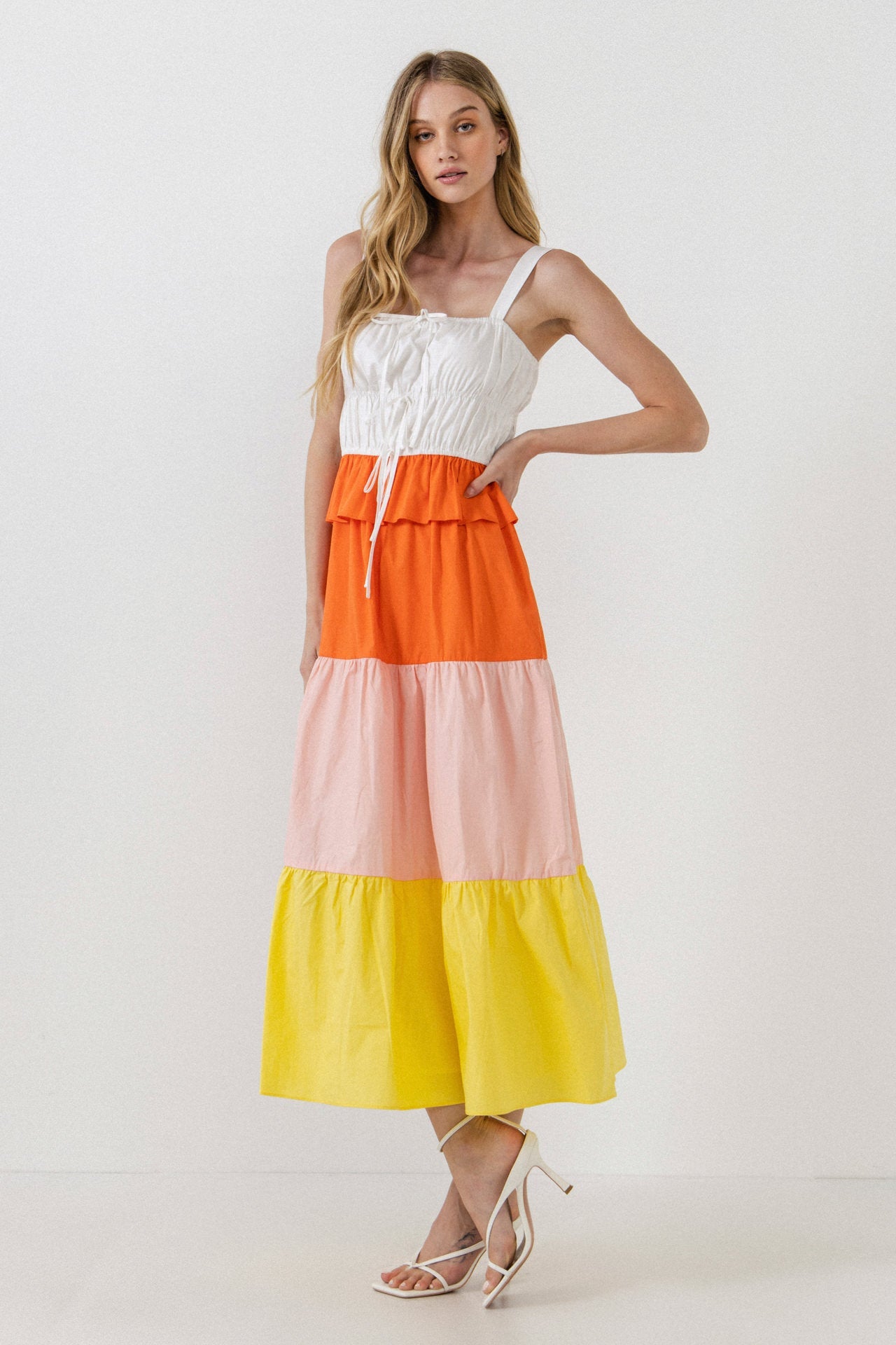 ENGLISH FACTORY - English Factory - Color Block Tied Detail Shirring Dress - DRESSES available at Objectrare